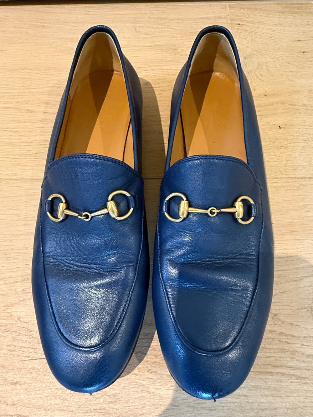 Gucci Blue Leather Horsebit Loafers